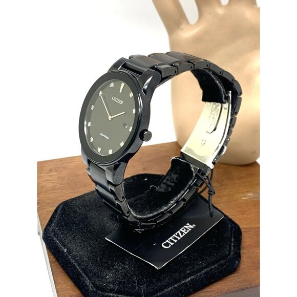 Citizen Men's Watch Eco-Drive Axiom AU1065-58G Diamond Accent Black Dial 40mm - Picture 2 of 14